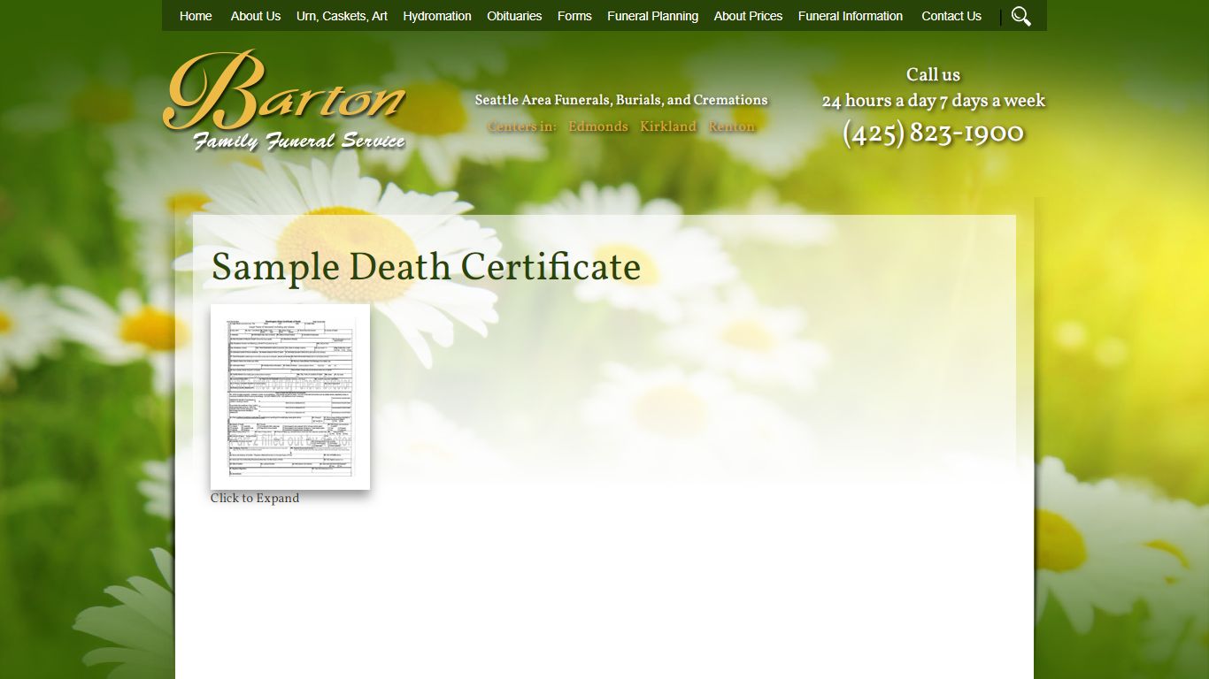 Sample Death Certificate | Barton Family Funeral Service